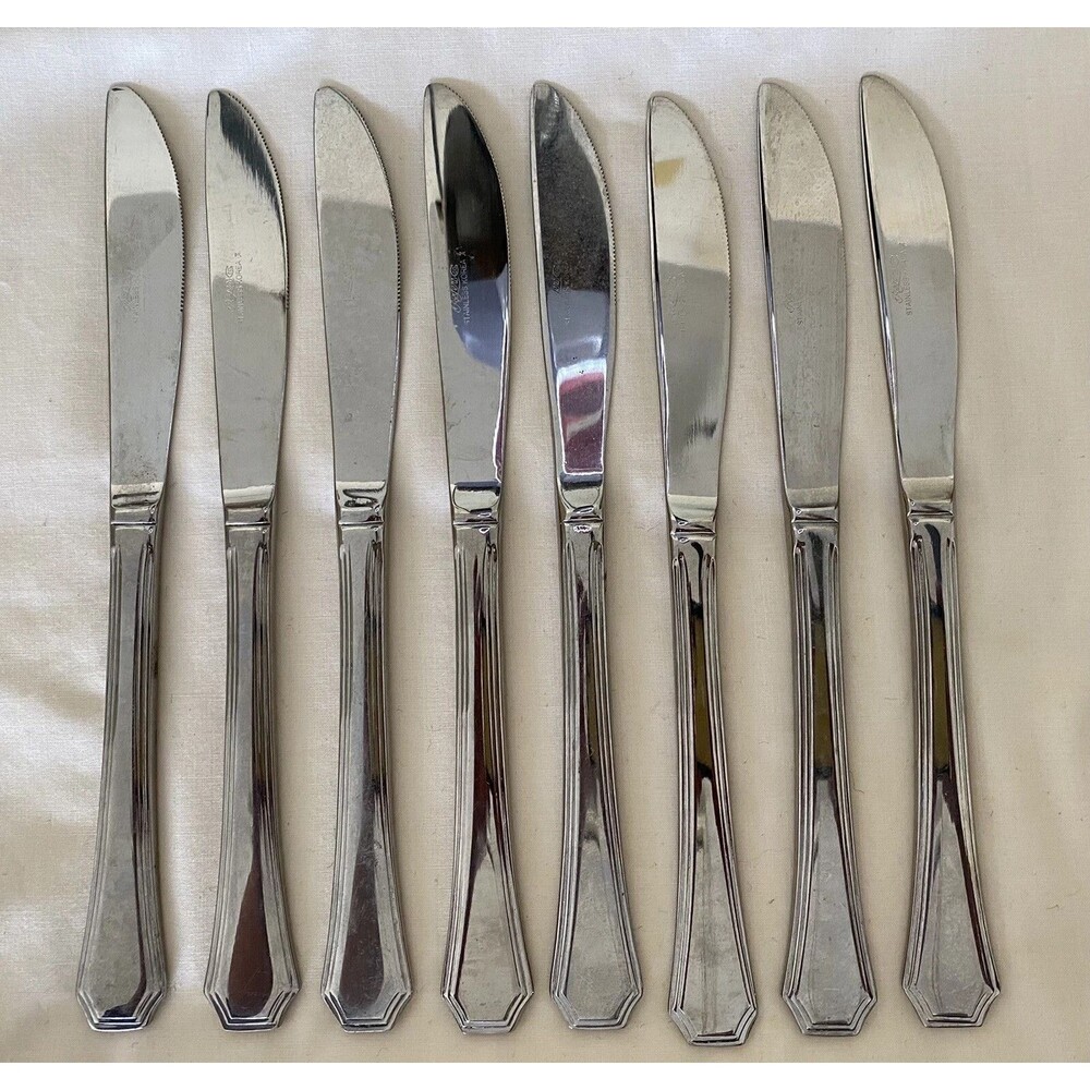 8 RICHMONT Stanley Roberts Rogers Stainless Steel Dinner Knives Korea 8.5"